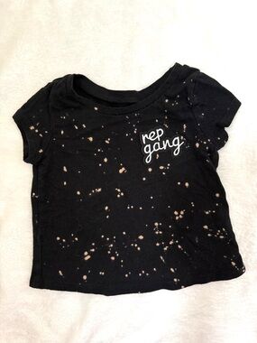 Small Shop The Children's Place Black Tie-Dye Tee with 'rep gang' Patch
